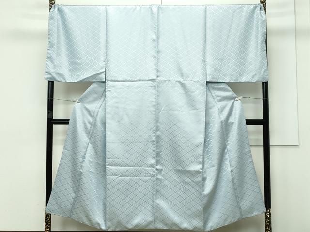 平和屋着物 上 男性 色無地 紋付き羽織セット キングサイズ 千草鼠色 花菱地紋 舞台衣装 洗える着物 s 5