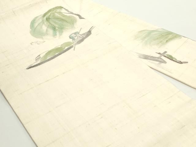 中古】名古屋帯 正絹 白地に梅模様 A5 梅の花模様 金糸 白色 六