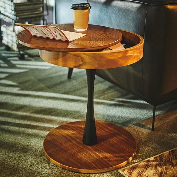 サイドテーブル 円形 収納 天板 丸型 ソファサイド リビング 2024