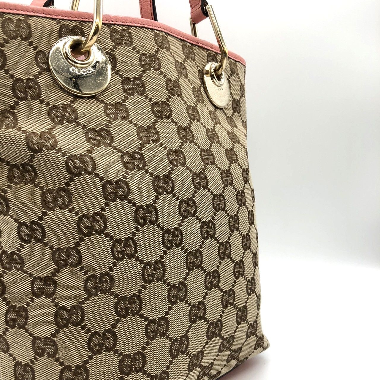 GUCCI グッチ 120840トートバッグ ベージュ/ピンク GGキャンバス