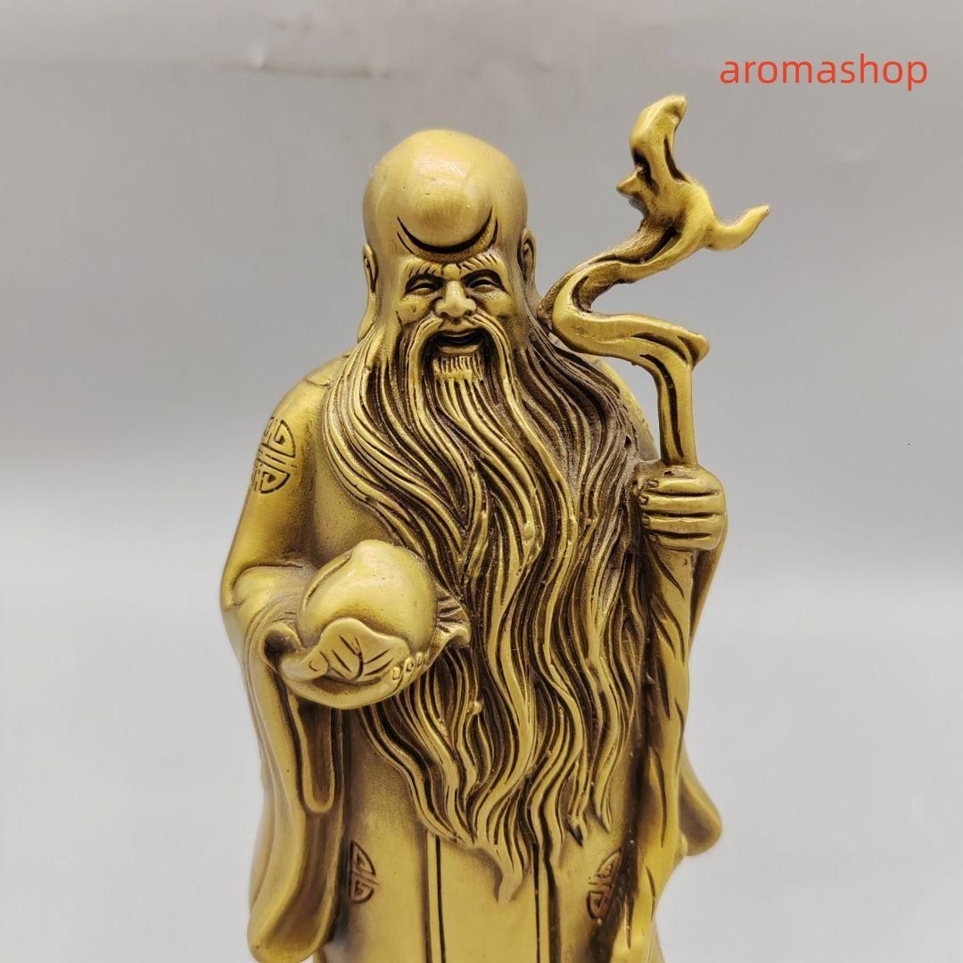 銅像寿星公縁起良い如意を供えて家と住宅引っ越しの贈り物客間玄関事務室飾る置物