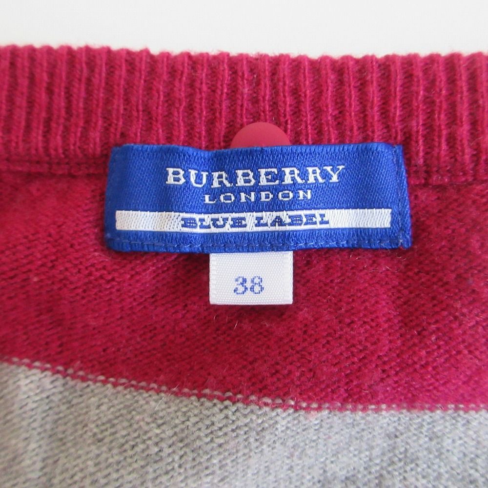 バーバリーブルーレーベル ニットワンピース カシミヤ混 フリル ホースロゴ 38 バーバリーブルーレーベル ニットワンピース カシミヤ混 フリル