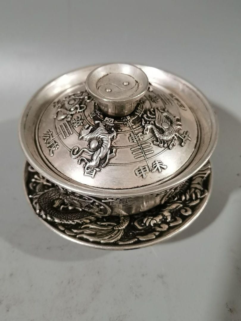中国茶器 銅器 四大神獣三才蓋碗 茶器 装飾品 工芸品 置物 美術品・アンティーク・コレクション 中国茶器 銅器 四大神獣三才蓋碗