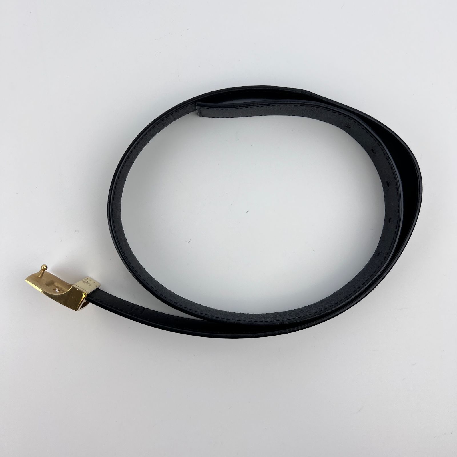 LOUIS VUITTON ルイヴィトン モノグラム サンチュール イニシャル リバーシブル ベルト ノワール ブラック レザー M6890 85|34 LB0036 ヴィンテージ レディース HIBUOCHI VINTAGE