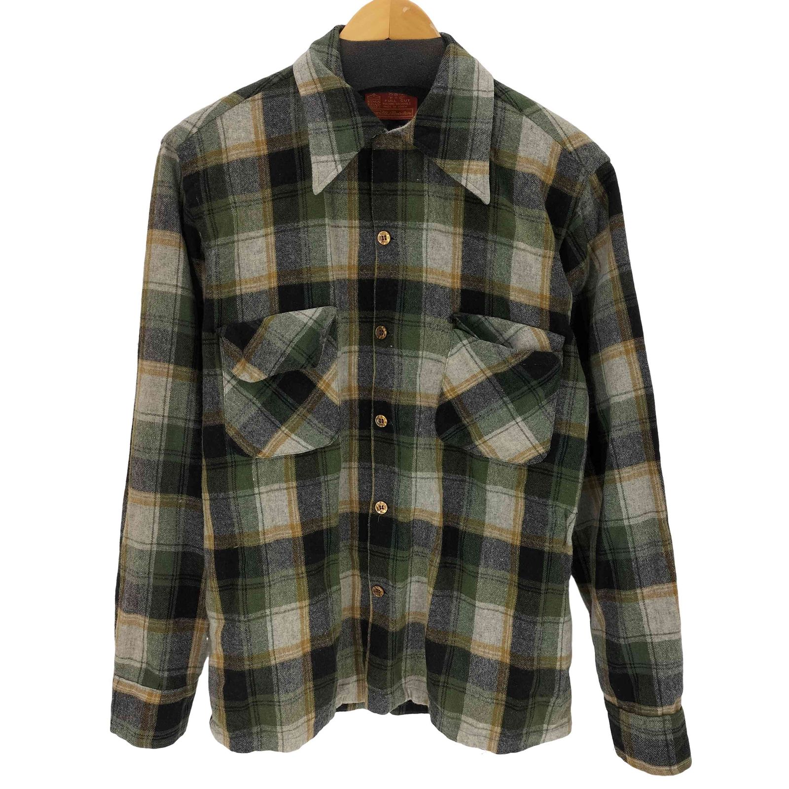 シアーズ Sears 70s KINGS ROAD ナイロン混 オープン シャツ メンズ M