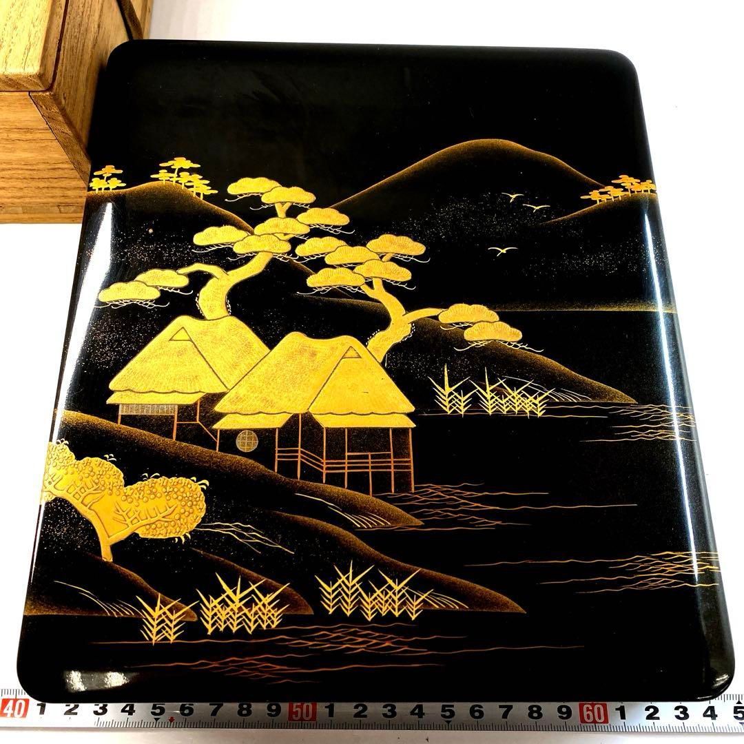 時代 蒔絵 硯箱 木 24.3×21×4.6㎝ 東Y6-0402 トヒオ