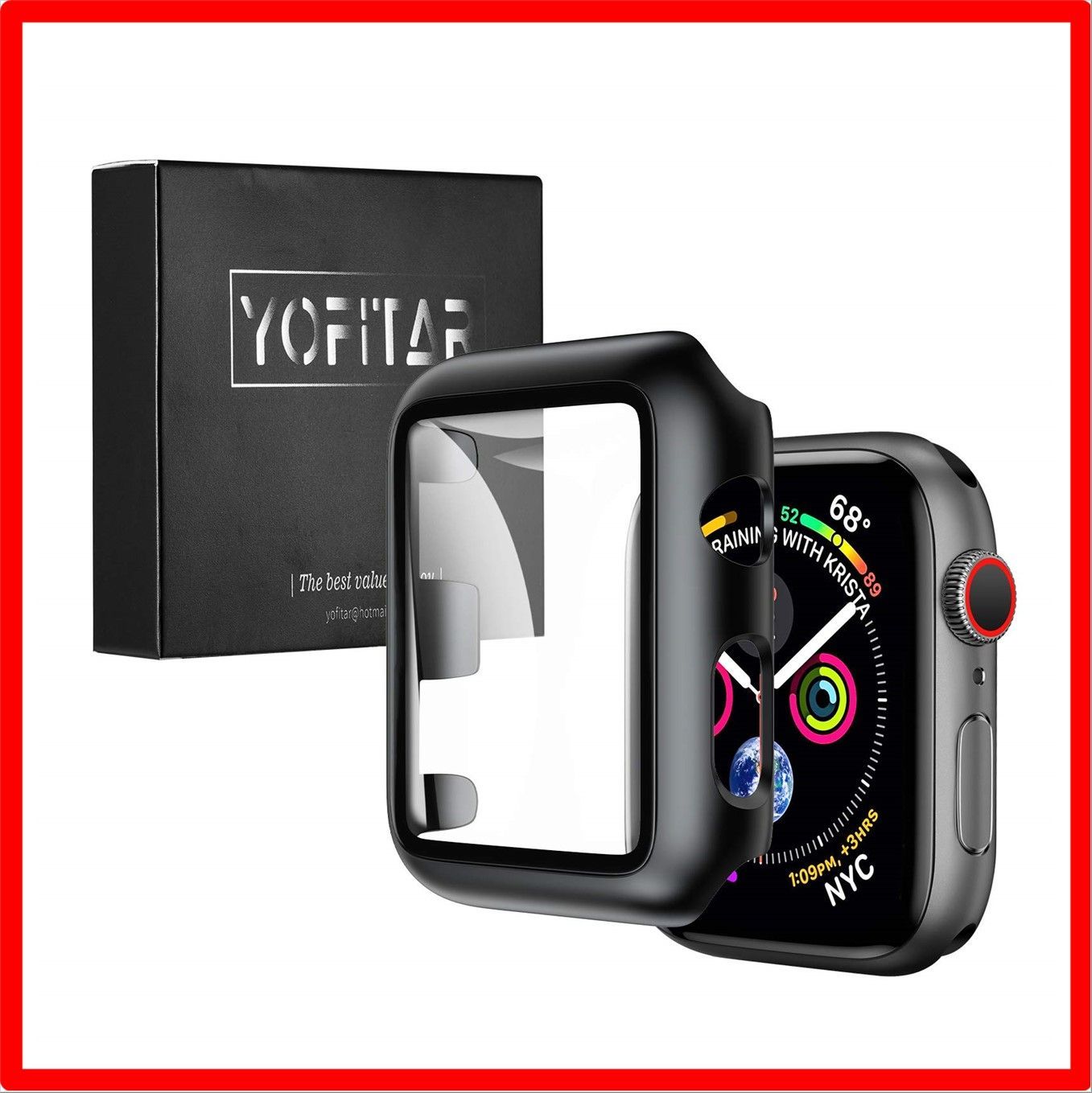 【送料無料】 42mm_ブラック YOFITAR Apple Watch 用ケース 42mm アップルウォッチ保護ケース ガラスフィルム 一体型 series3
