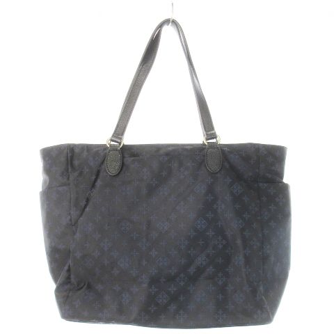 美品✨ラシット russet トートバッグ 総柄 仕切り 整理 ネイビー 美品】ラシット russet トートバッグ ネイビー 総柄 通勤通学 A4