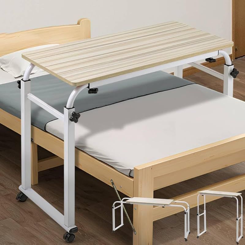 Bonarca ベッドテーブル 介護 用 伸縮 幅 シングル～セミダブル対応 昇降式 高さ調節 高さ 62～100cm 食事 オーバーベッドテーブル キャスター付き シングル セミダブル ベッド 対応 ベッド用 デスク 伸縮式 サイドテー 0