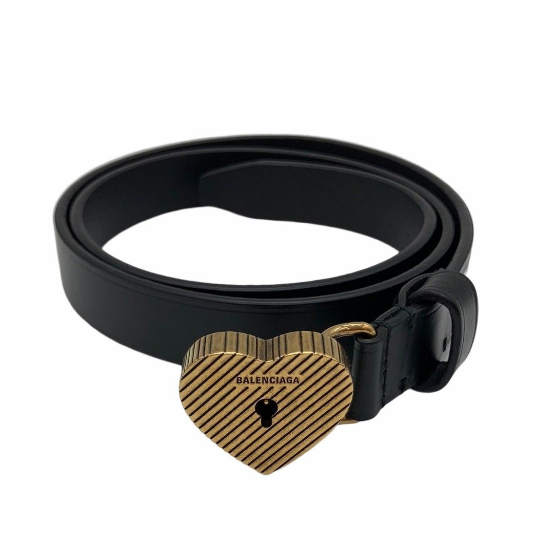 バレンシアガ BALENCIAGA Black Heart Lock Thin Belt レディース 表記