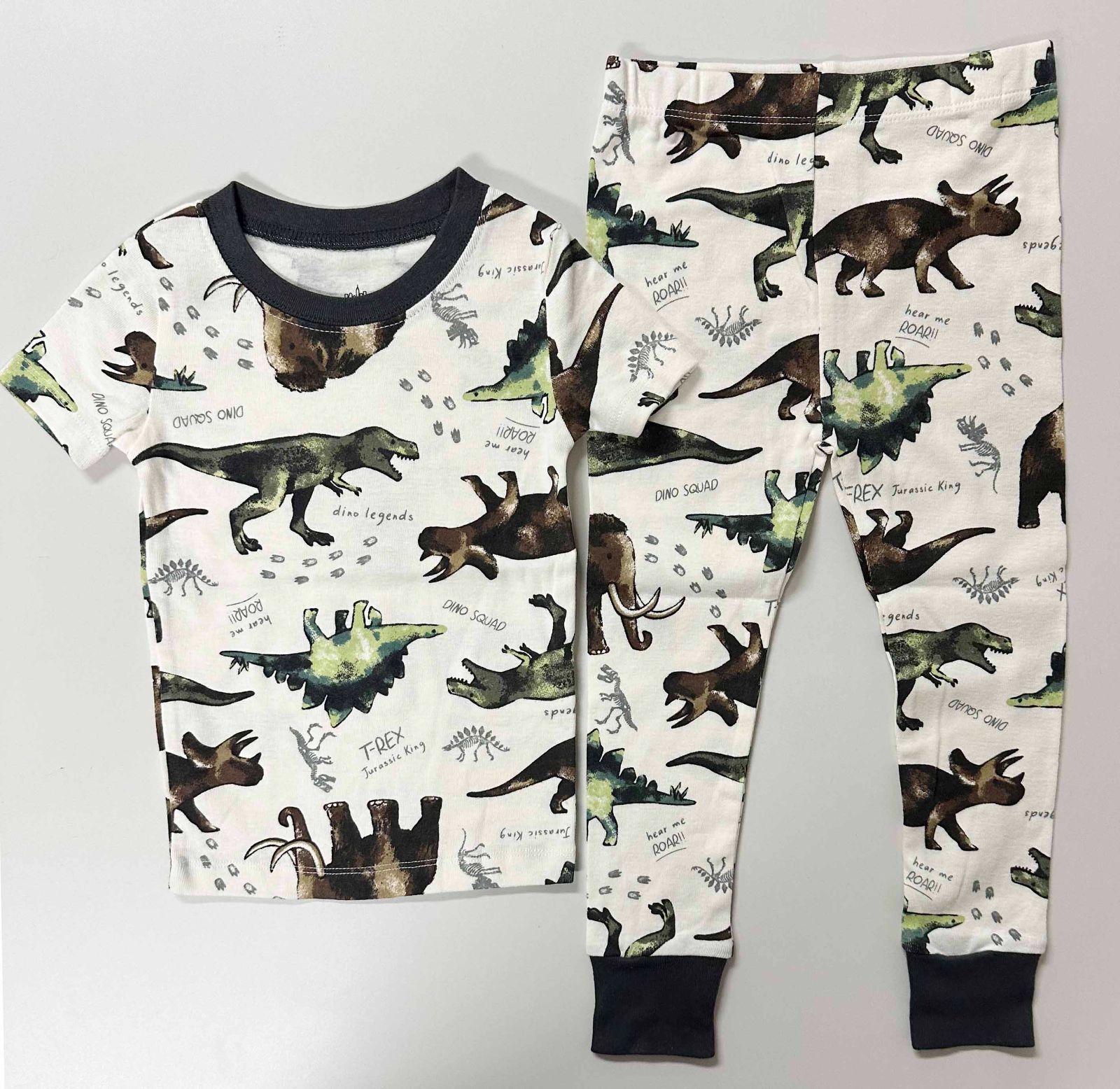 新品 上下 セット 100 ★ コストコ Kids Headquarters ボーイズ 半袖 パジャマ Tシャツ ロングパンツ DINO ディノ 恐竜 レックス 3T 綿 100% コットン 男の子 キッズ ジュニア ベビー