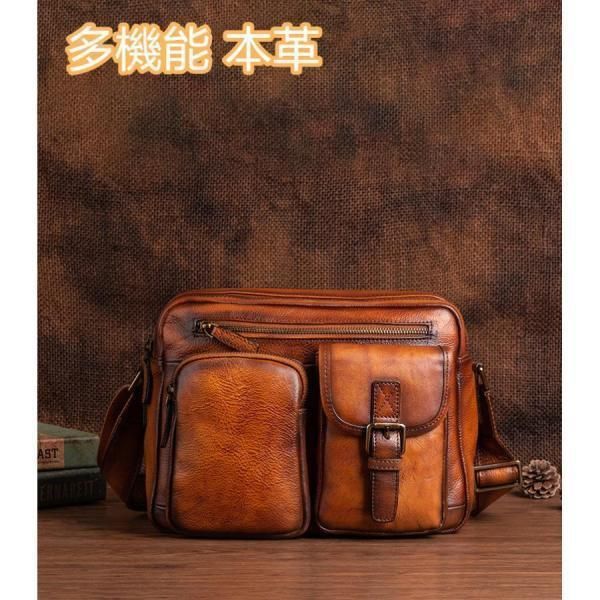 本革 ショルダーバッグ メンズ アンティーク 斜め掛け鞄 バッグ メッセンジャーバッグ 多機能 ヌメ革 本革 牛革 レザー 縦型 iPad収納 父の
