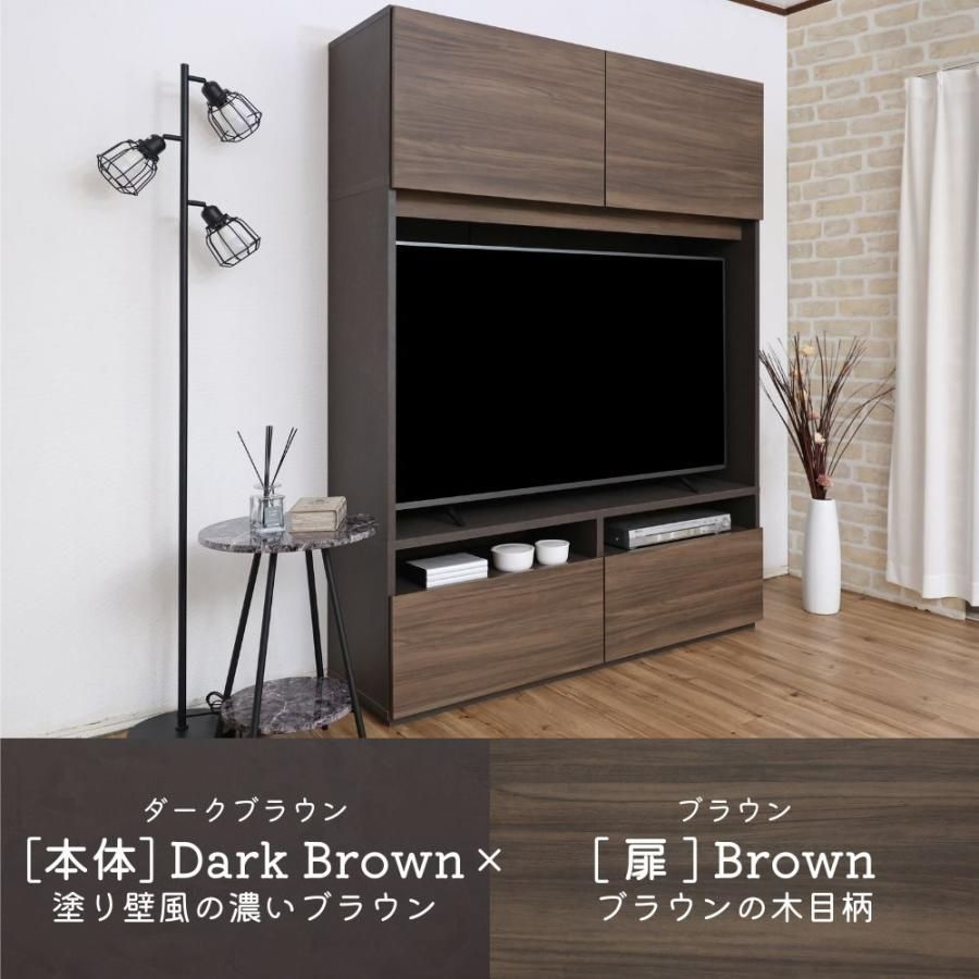 扉付き テレビ台 ダークブラウン （コーナーテレビ台（上棚なし