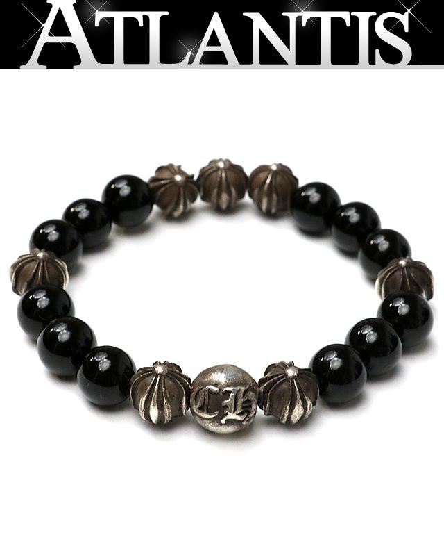 クロムハーツ ビーズブレスレット ブラックトルマリン 10MM CHROME