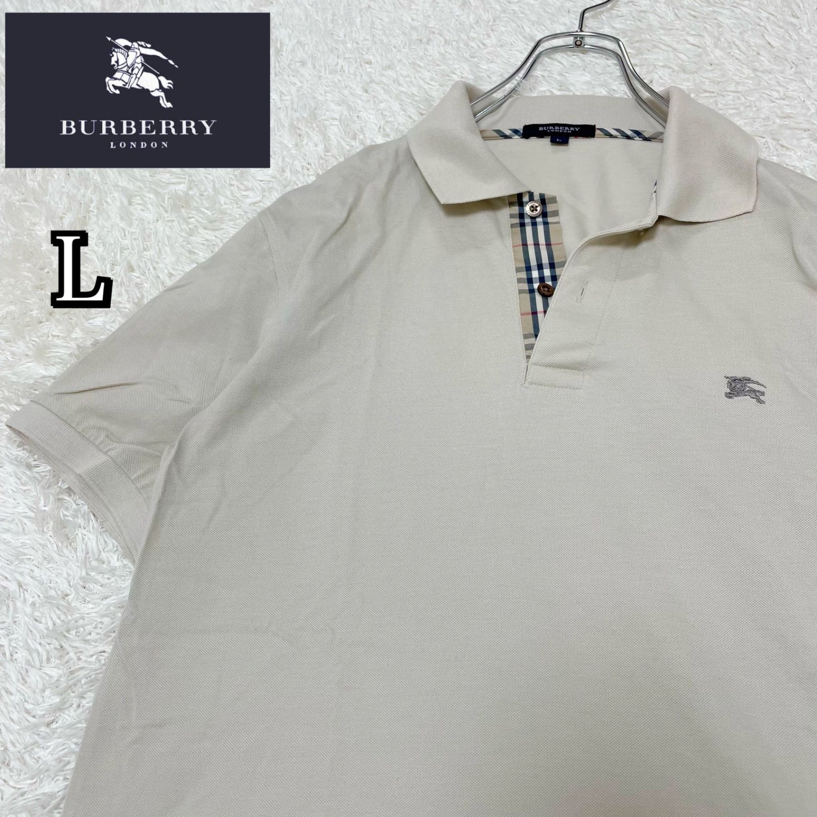 ⭐️BURBERRY LONDON⭐️バーバリーポロシャツ長袖 ベージュ BURBERRY LONDON Cotton Pique Border L/S Polo Shirt ベージュ