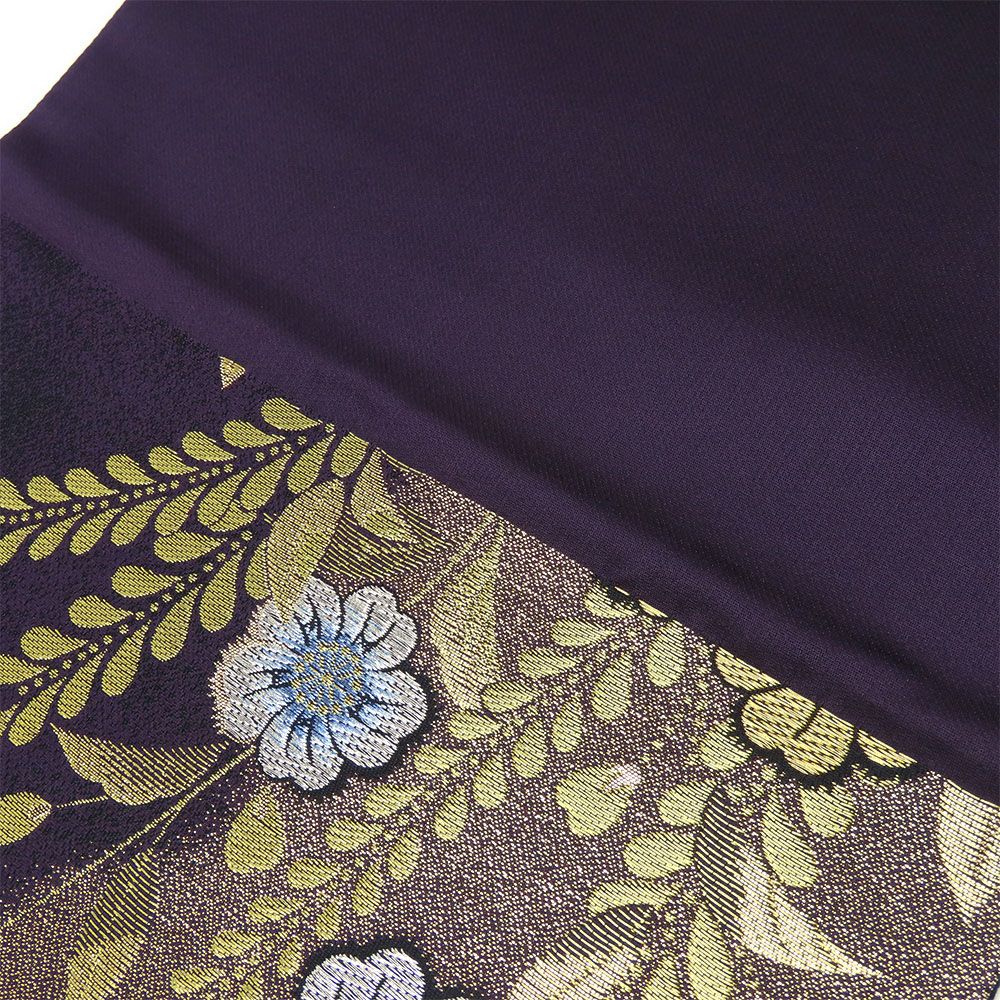 中古】 袋帯 正絹(金銀糸除く) パープル ゴールド 振袖 訪問着 和装  