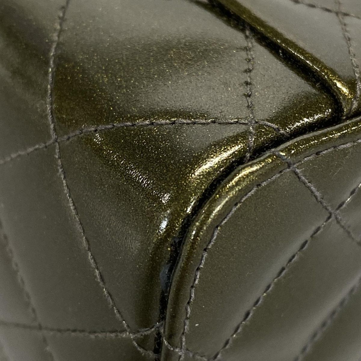 CHANEL シャネル バニティバッグ マトラッセ カーキ ゴールド金具 ミニバッグ レザー DECORATOM_COM_BR