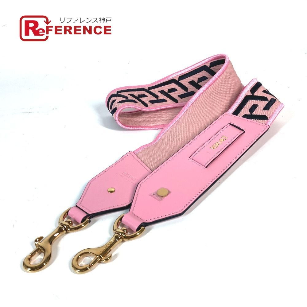 VERSACE ヴェルサーチ ショルダーストラップ ロゴ キャンバス/レザー