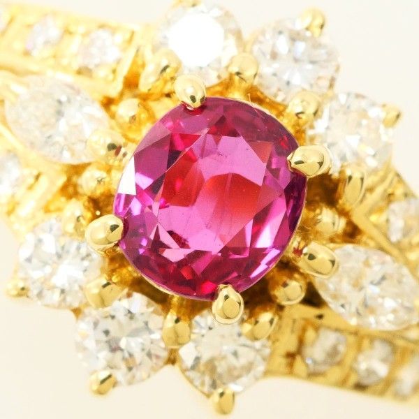 K18YG リング ring 指輪 10号 ルビー 0.69 ダイヤ 0.62 カード鑑別書