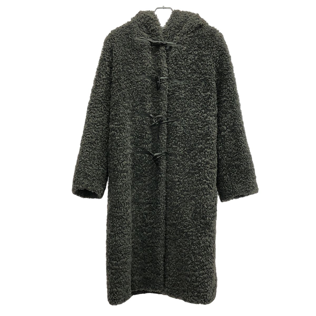 three dots スリードッツ Poodle boa daffle coat プードルボアダッフルコート グレー S