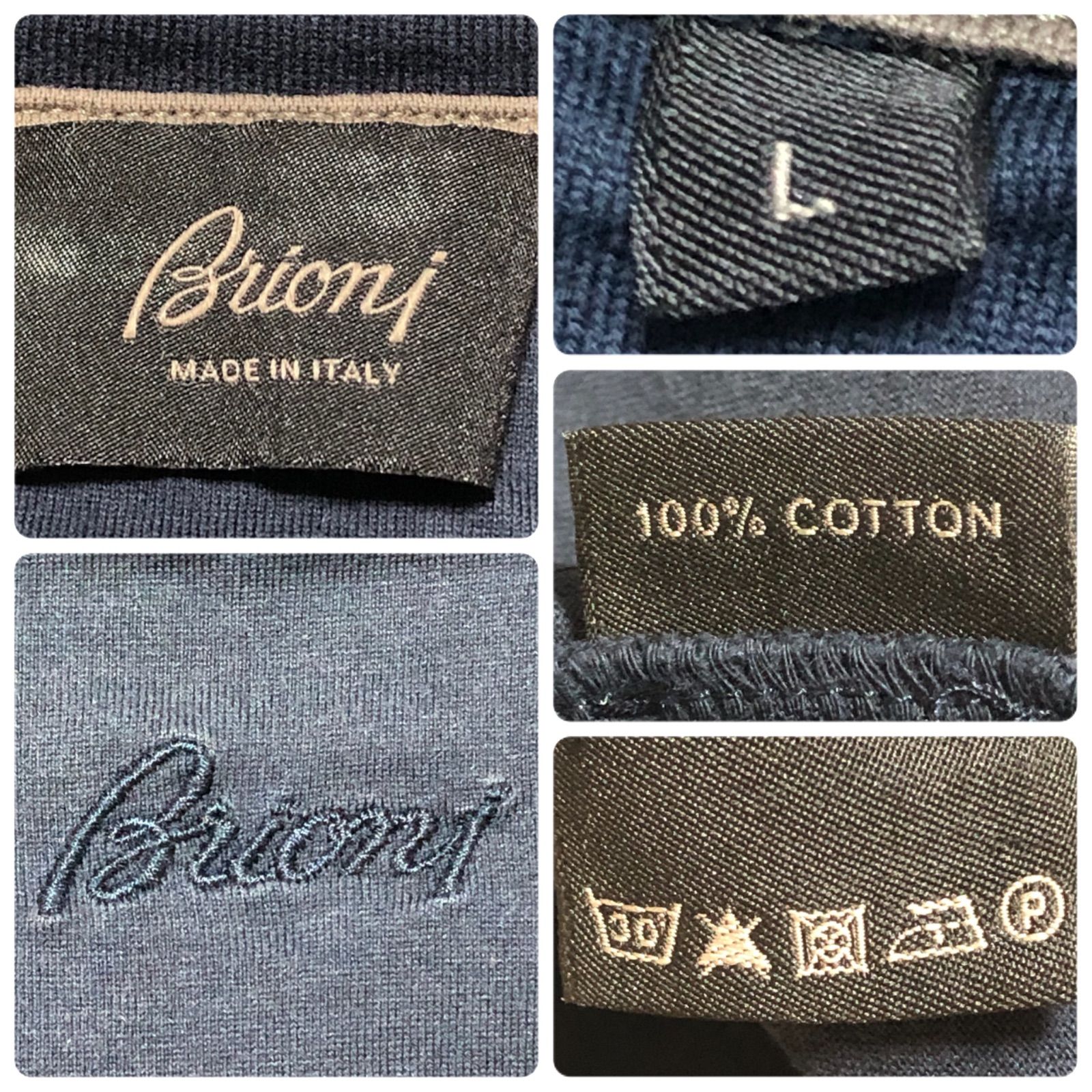 □美品□Brioni ブリオーニ 半袖Tシャツ 後ろ首下ワンポイント