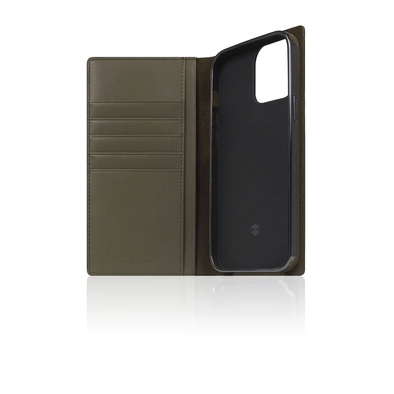 色:カーキ_サイズ:iPhone14ProMax】SLGレザーダイアリーケース