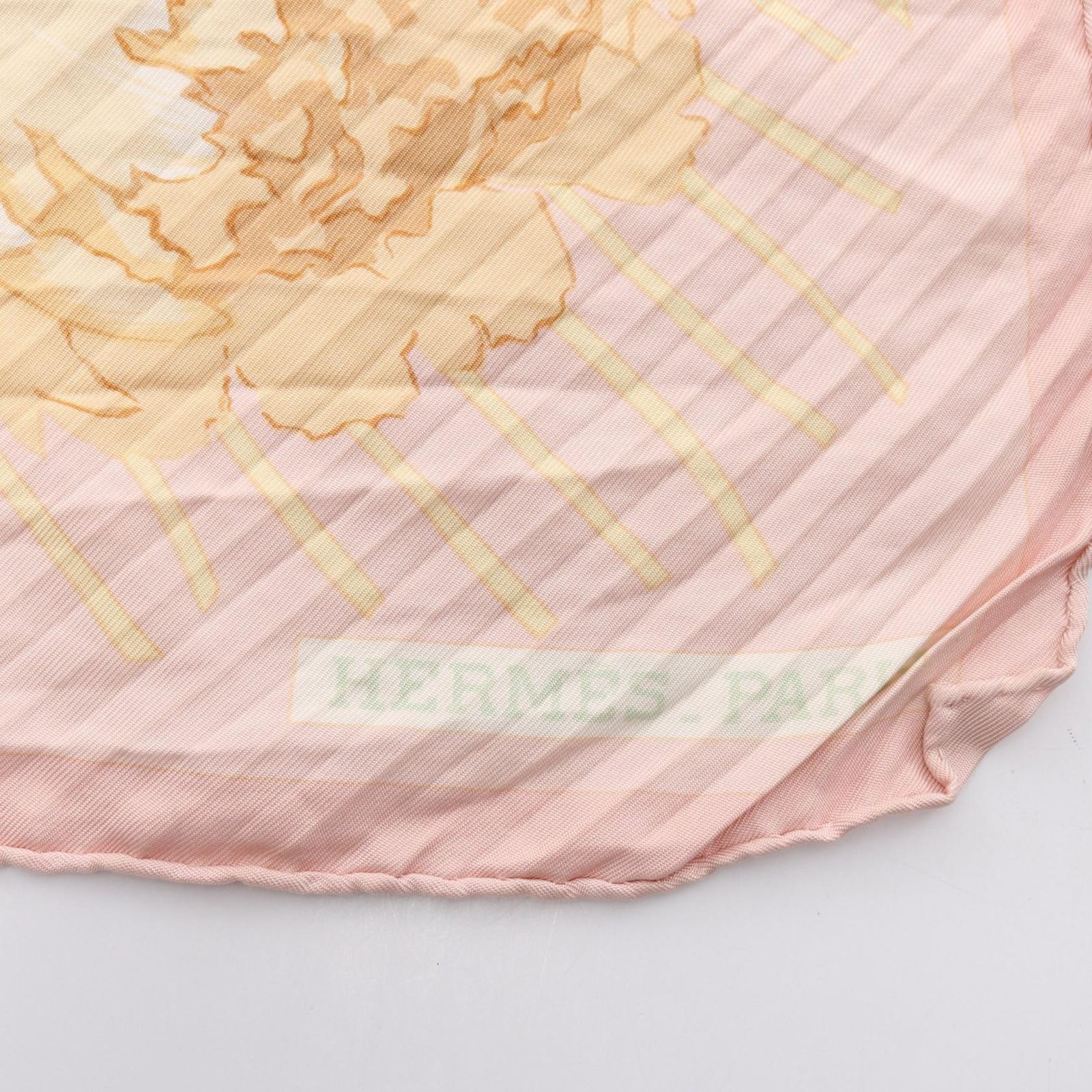 エルメス HERMES スカーフ カレ90 プリーツ LES PIVOINES シルク