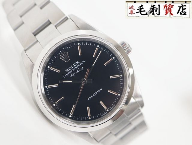 ロレックス ROLEX エアキング 14000 ブラック U番  ステンレス 自動巻き メンズ 【中古】 時計