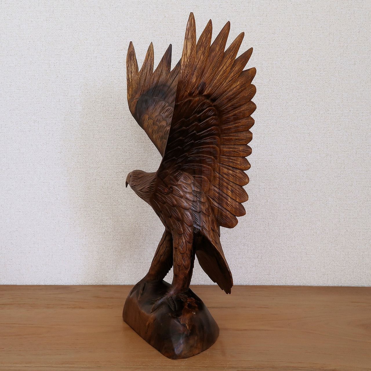 イーグルの木彫り50cm 右向き 鷲の木彫り置物 オブジェ オーナメント 