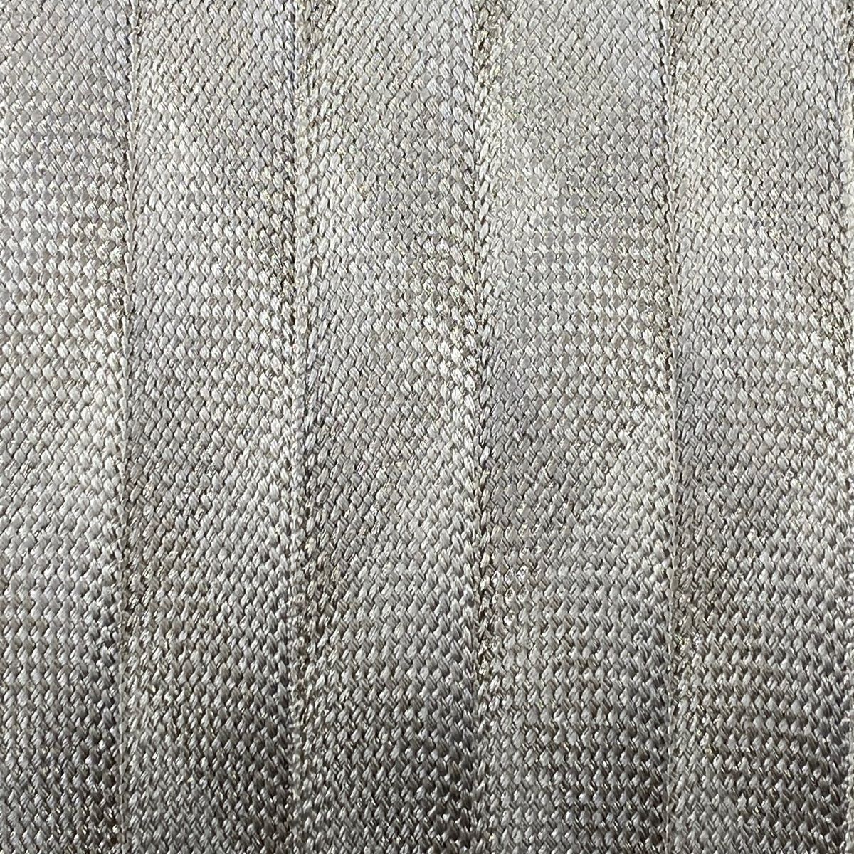 オンラインストア販売 袋帯 美品 名品 幾何学 銀糸 灰色 全通 正絹