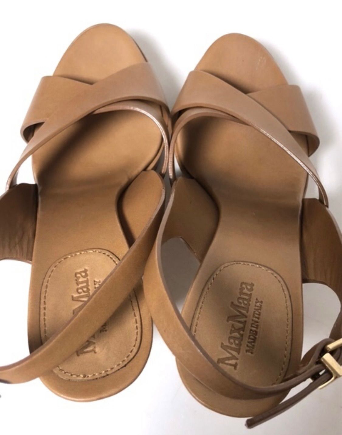MAX MARA マックスマーラ アンクルストラップ サンダル イタリア製！【未使用】MaxMara マックスマーラ レザー アンクル