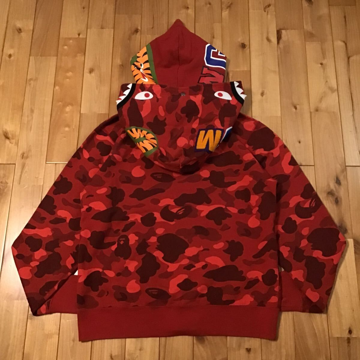 ☆XL☆ Red camo ダブル シャーク パーカー Double shark full zip hoodie a bathing ape BAPE  エイプ ベイプ 迷彩 レッドカモ - メルカリ