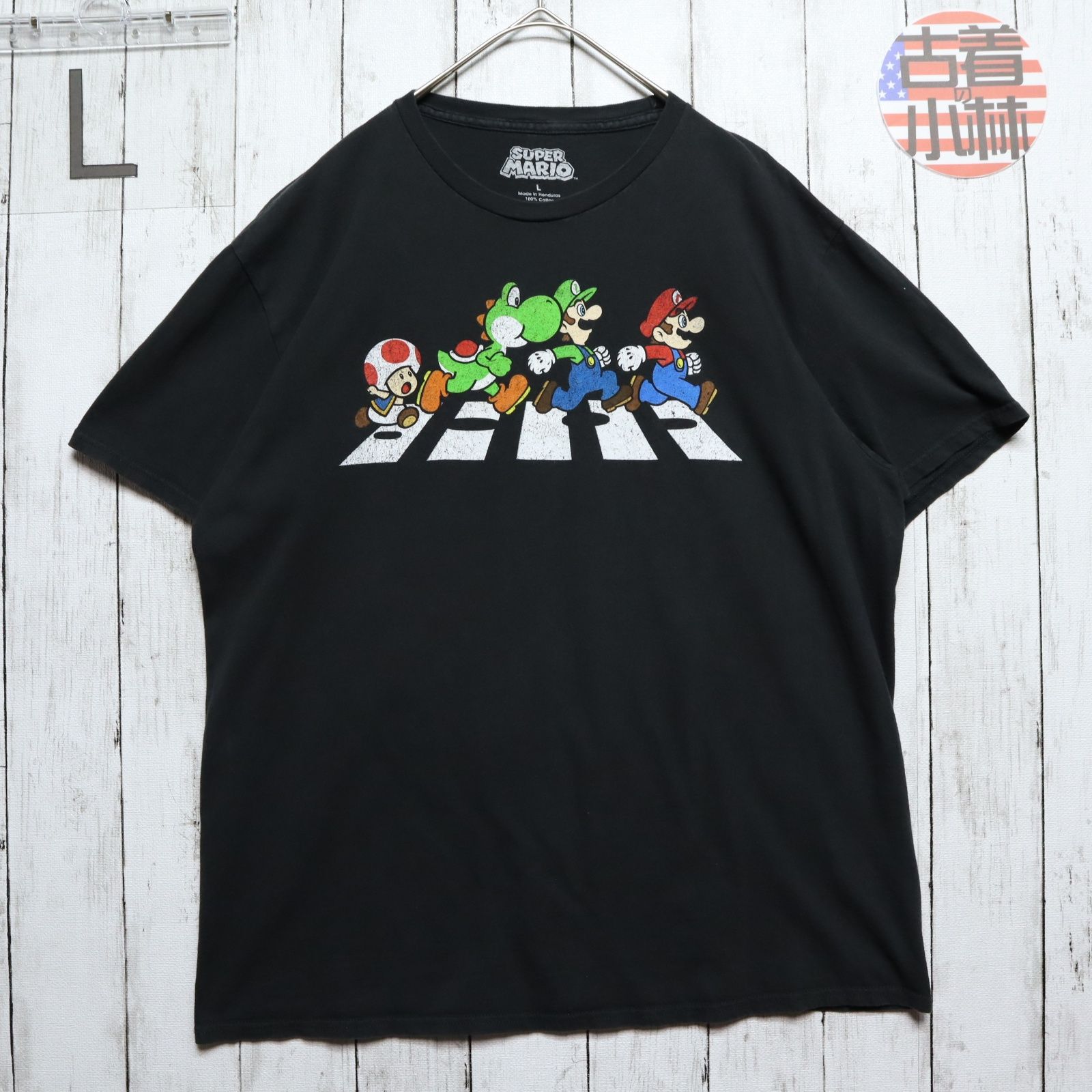 メンズL 【A品】  ゲームTシャツ  スーパーマリオ プリント ヨッシー キノピオ ルイージ 無地 ブラック 黒 普通 春夏 / 半袖 ヴィンテージ バンド アニメ ムービー ゲーム パロディUSA古着 M1b850