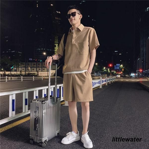 セットアップ メンズ シャツセット 半袖ｔシャツ ショーツ 膝上 スウェット 上下セット ハーフパンツ 春 夏