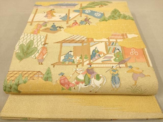 a666 正絹 明綴れ　刺繍　鶴　お太鼓柄袋帯 金糸 着物 a666 正絹 明綴れ 刺繍 鶴 お太鼓柄袋帯 金糸 着物 a666 正絹 明