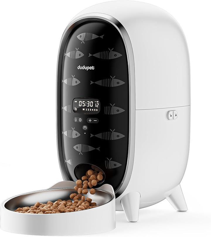 DUDUPET ペンギン自動給餌器 猫 タイマー機能 音声録音 3L容量 2WAY給電 手動給餌 自動餌やり機 ステンレス皿 操作簡単 お手入れ簡単 タイマー式
