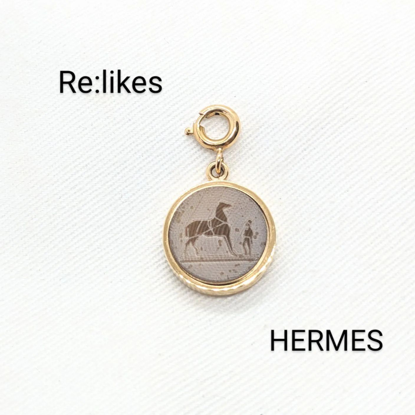 美品 HERMES エルメス コロゾ ゴールド ブラウン 馬トップ チャーム