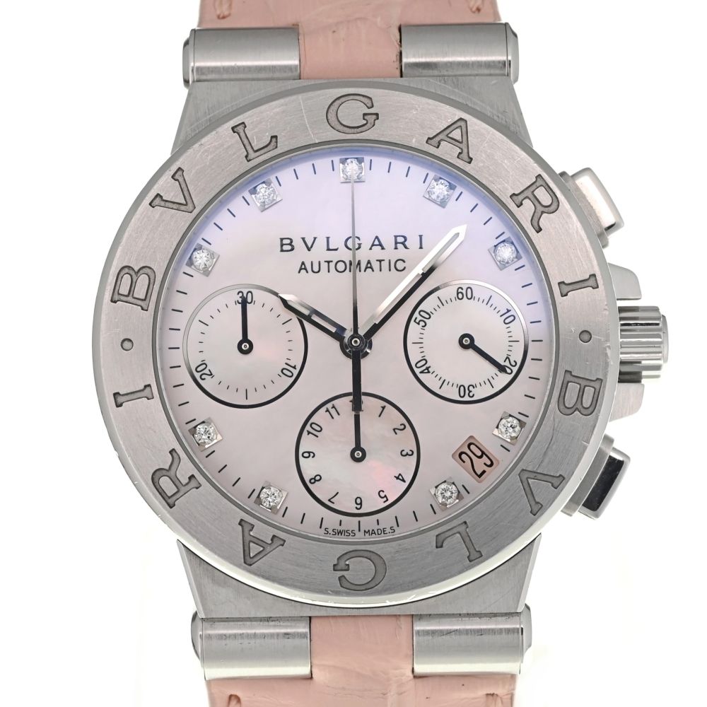 ブルガリ BVLGARI DG35SCH ディアゴノ 9P ダイヤモンド クロノグラフ 自動巻き ユニセックス良品 I#136675