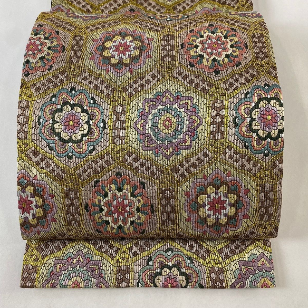 袋帯 逸品 華文 金糸 絽刺し 紫 全通 正絹 【中古】 - メルカリ 