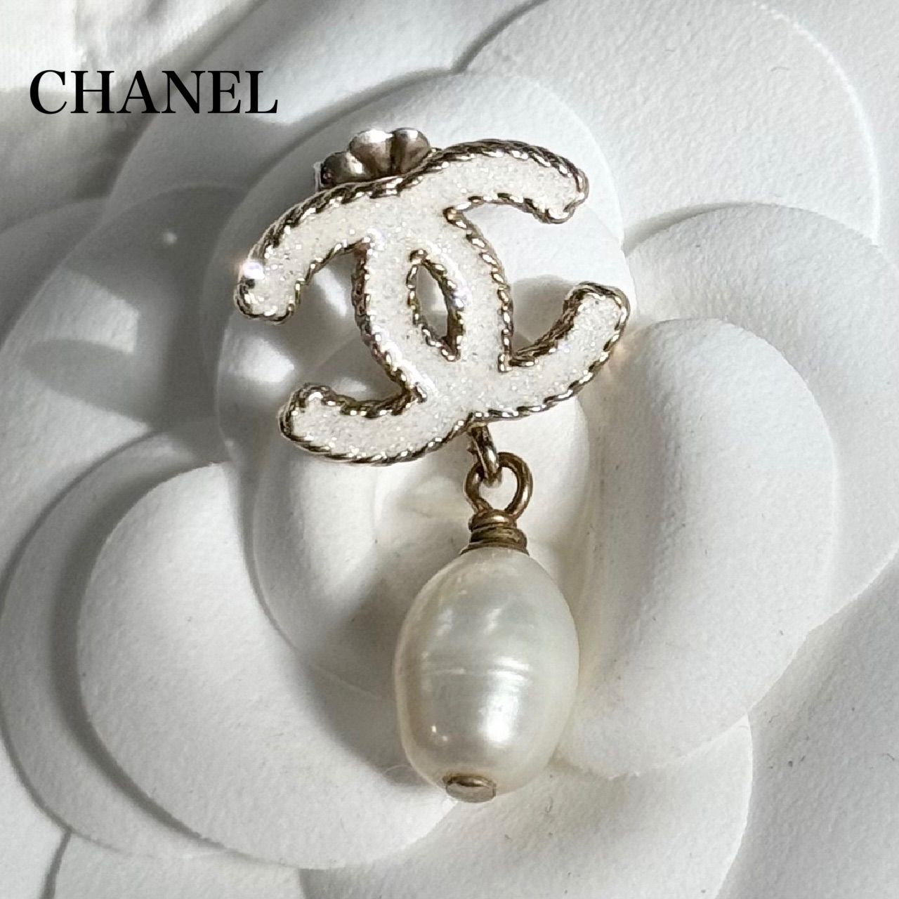 CHANEL シャネル ココマーク チェーン パールピアス 片耳用 ゴールド 