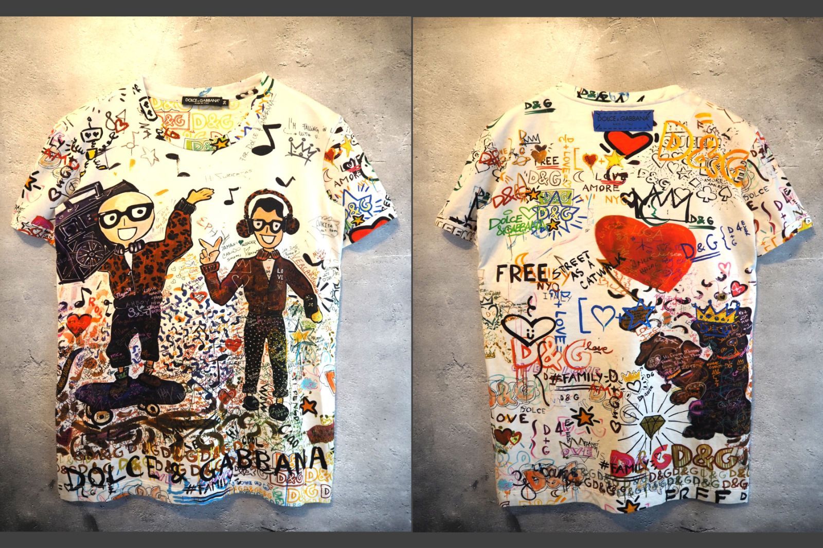 中古】DOLCEGABBANA ドルチェ＆ガッバーナ DG ドルガバ プリント 半袖 Tシャツ カットソー プルオーバー ホワイト マルチラー  コットン100％ ＃36 イタリア製 - shinochicchi - メルカリ