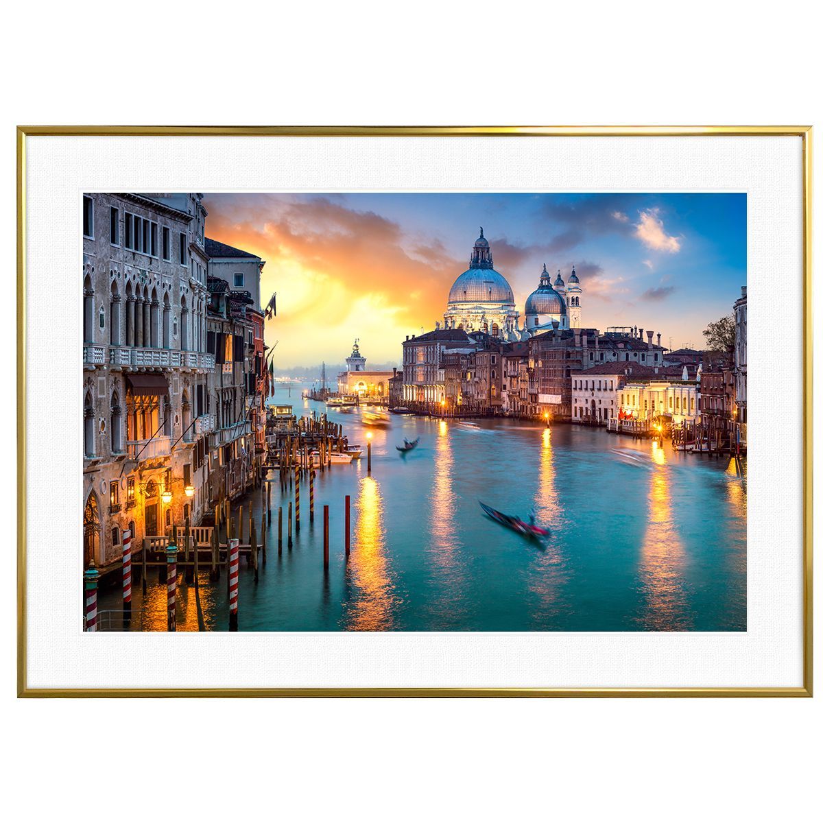 イタリア写真 ヴェネチアの運河（ベニス・ベネチア）に沈む夕陽