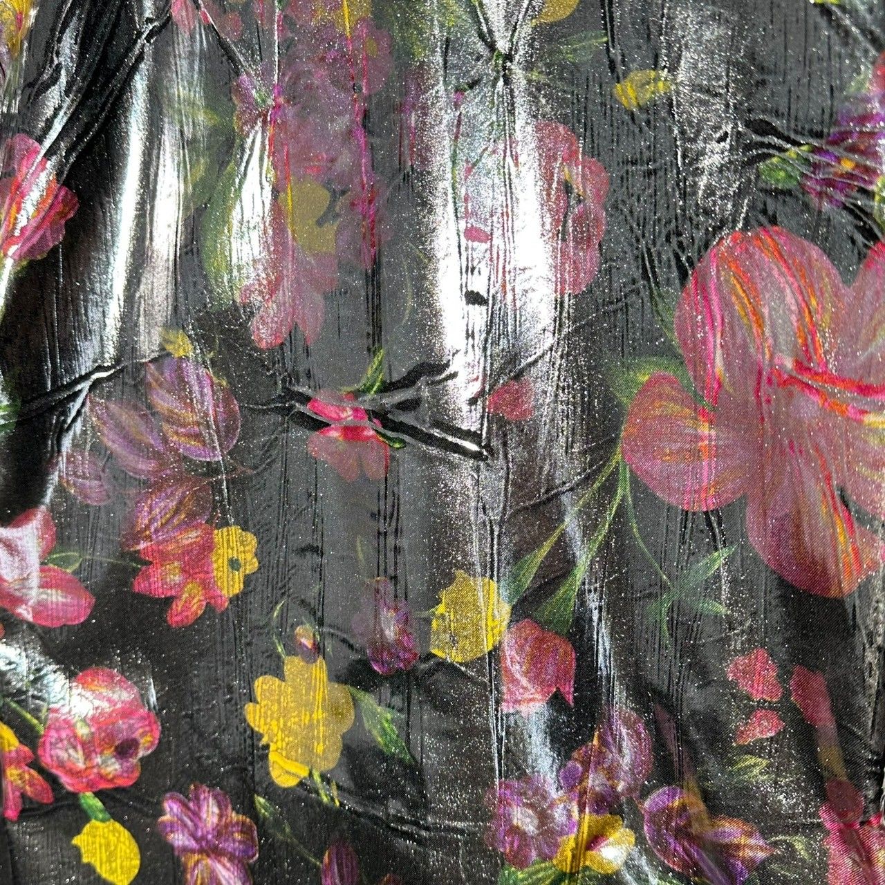 GUCCI(グッチ) 18SS シルク総花柄 ラミネート加工 長袖シャツ WJ0 506489 36(S程度) シルバー×ピンク アレッサンドロ・ミケーレ氏デザイン期 GUCCI(グッチ) 18SS シルク総花柄 ラミネート加工 長袖シャツ
