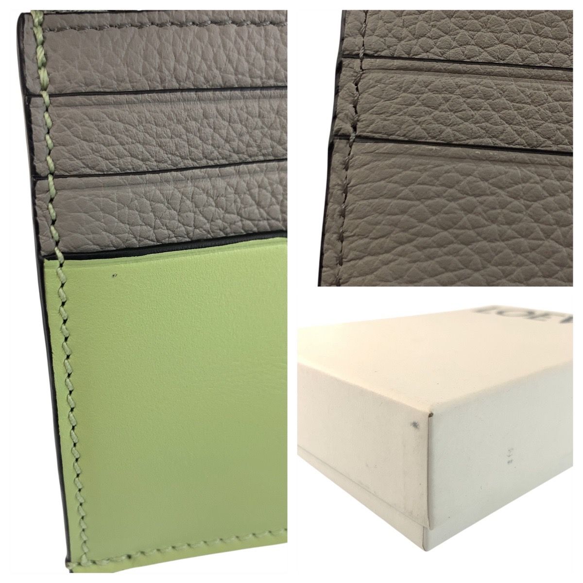 【未使用】LOEWE レザーカードケース  アナグラム グレー 超美品 LOEWE ロエベ アナグラム グリーン グレー シルバー金具