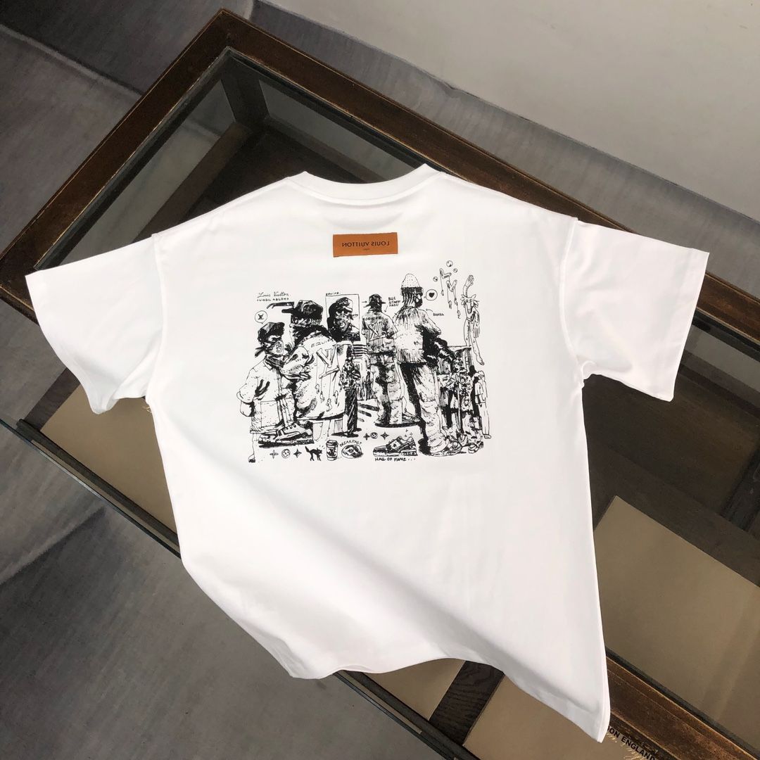 Louis vuittonルイヴィトンクルーネック半袖Tシャツ前後ブランド新要素 