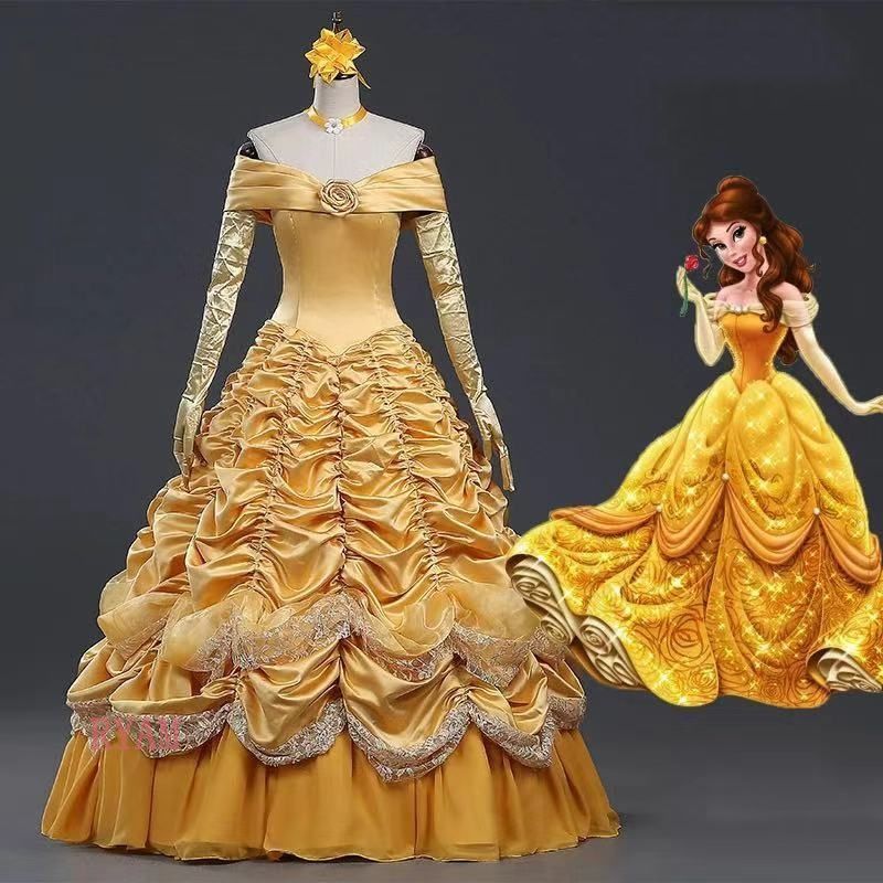 ジャガード ディズニー 美女と野獣 ベル なりきり ドレスDハロ カミスキードレス 大人用 ドレス Dハロ