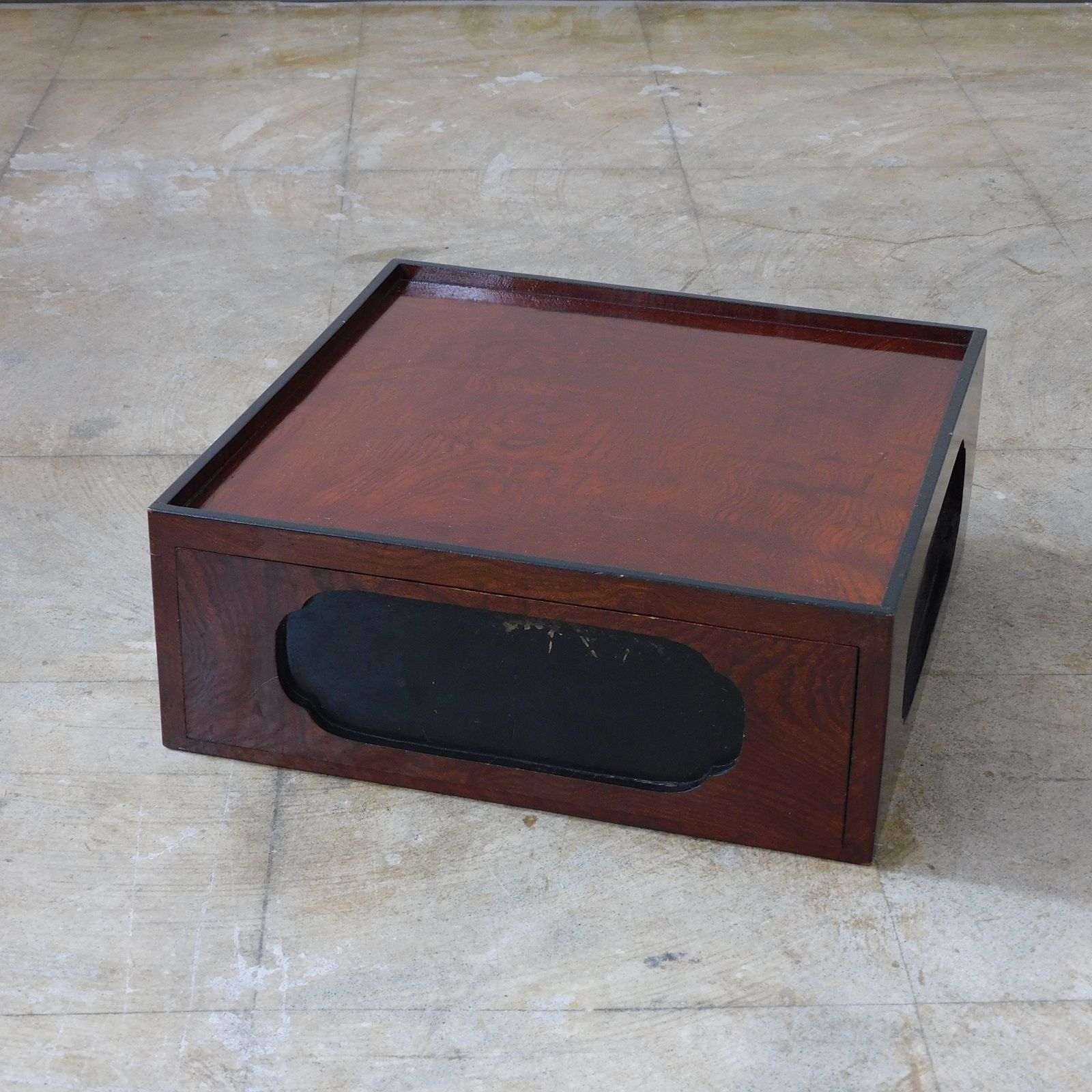 総欅 玉杢 箱膳 HK-a-05197 | 時代漆器 ケヤキ 無垢材 民芸 引出し 膳 盆 展示台 花台 箪笥 検 李朝 ソバン