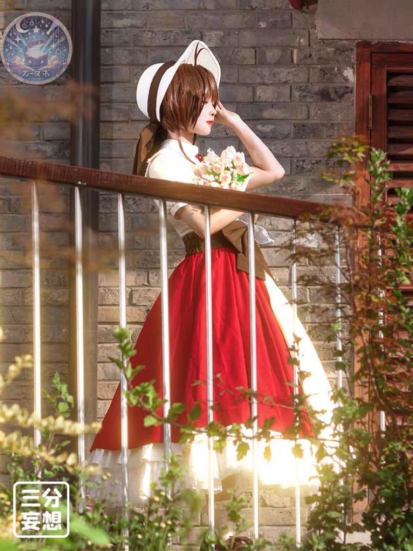 三分妄想 漫画カードキャプターさくら 木之本桜 コスプレ衣装 ウィッグ靴追加可 コスチューム ハロウィン仮装 イベント衣装 コスプレセット 高品質コスプレ 再現度高め