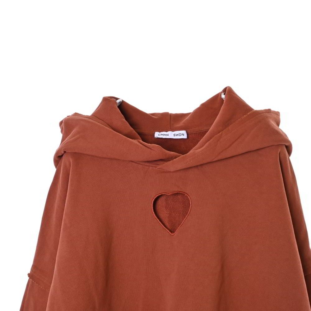CMMN SWDN/コモンスウェーデン/ハートカット CMMN SWDN ハート切り抜き プルオーバーパーカ S ブラウン コモン