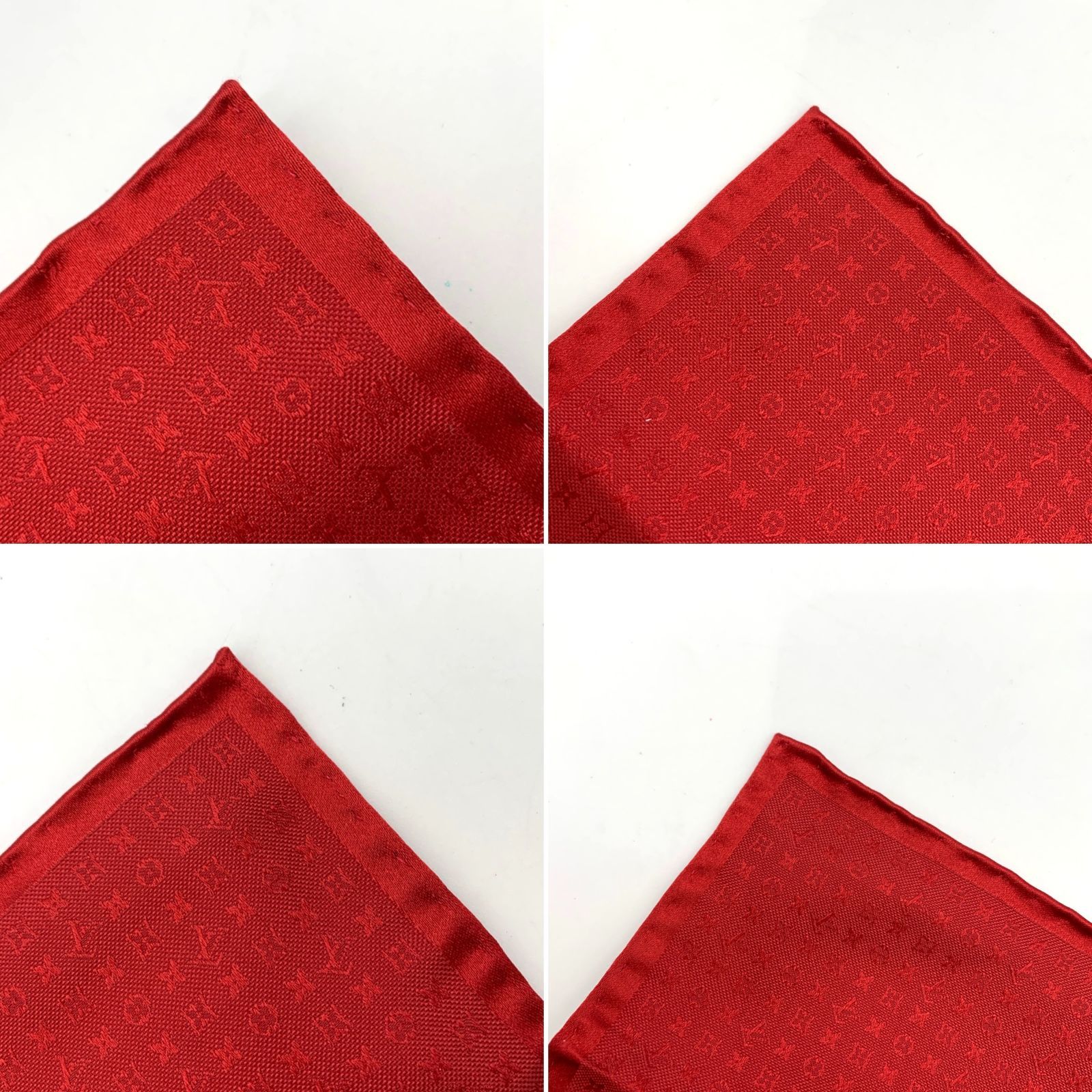 ルイヴィトン ハンカチ M70223 シルク レッド 箱あり ▽【SAランク】Louis Vuitton ルイヴィトン モノグラムライン